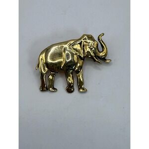 Vintage Gold Tone Elephant Brooch – Whimsical Animal Statement Pin